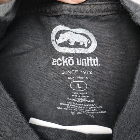 Ecko Unltd Shirt Mens L Black Short Sleeve Crew Neck Cotton Graphic Print Tee - Picture 2 of 15